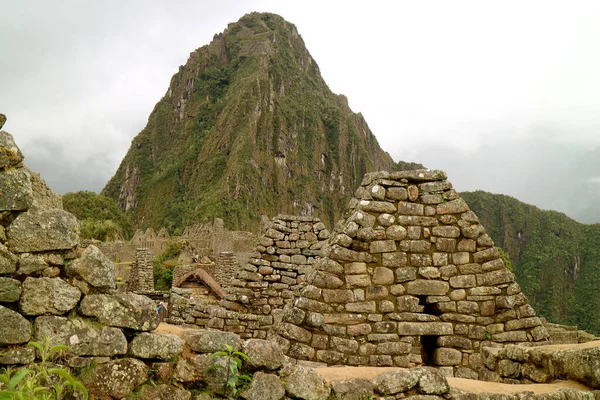 Ruinas Estructura Inca Ciudadela Machu Picchu Con Huana Picchu Telón — Foto de Stock