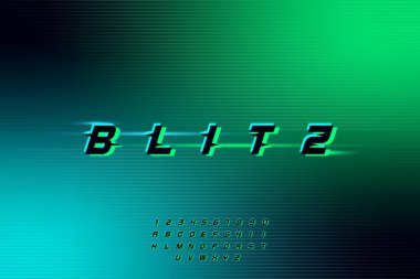 Soyut teknoloji fütüristik alfabe yazı tipi. dijital alan tipografi vektör çizimi tasarımı