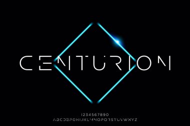 Soyut teknoloji fütüristik alfabe yazı tipi. dijital alan tipografi vektör çizimi tasarımı