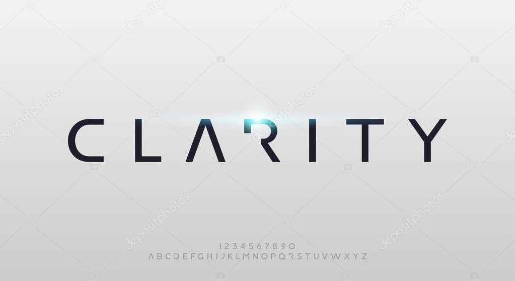 Clarity, an abstract technology futuristic alphabet font. digital space typography vector illustration design