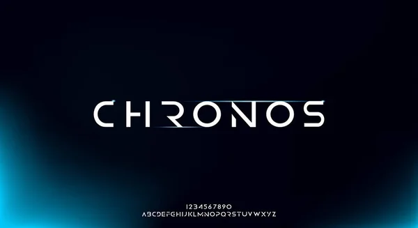 Chronos Футуристический Шрифт Абстрактной Технологии Дизайн Векторной Иллюстрации Цифровой Космической — стоковый вектор