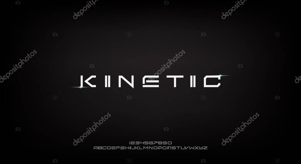 Kinetic, an Abstract technology science alphabet font. digital space typography vector illustration design