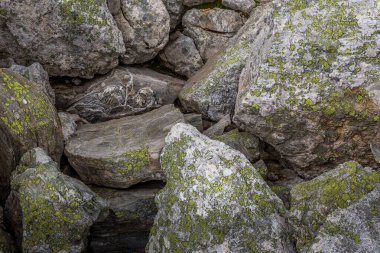 Bulgaristan 'ın Rila dağındaki kayalıklarda şaşırtıcı doğa şekilleri var. Güzel arkaplan.