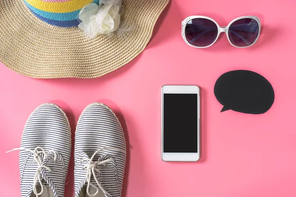 Makyaj ve Aksesuarları Pembe backg izole kadın çanta