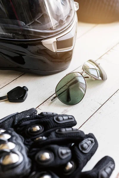 Outfit van Biker en accessoires met kopie ruimte — Stockfoto