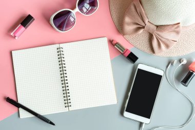 kozmetik kadın ve moda öğe kopya alanı ile