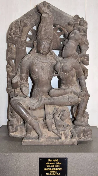 Gwalior Madhya Pradesh Hindistan Mart 2020 Shiva Parvati Heykeli — Stok fotoğraf
