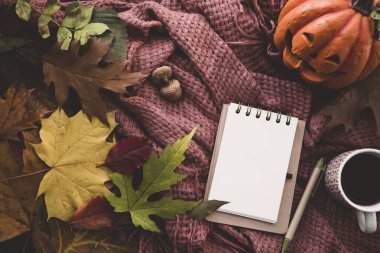 Defter kalem ve çay ile