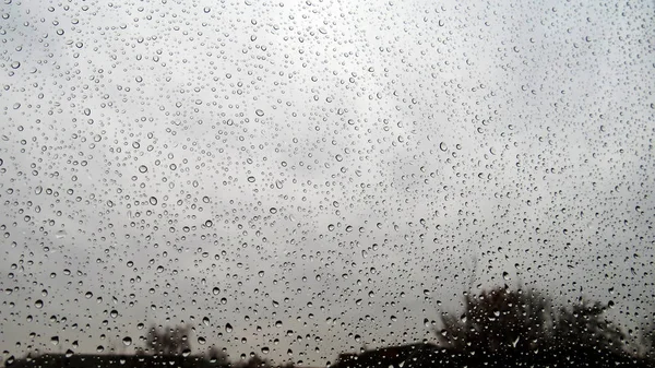 Textura Gotas Agua Sobre Vidrio Gotitas Transparentes Vidrio Después Lluvia — Foto de Stock