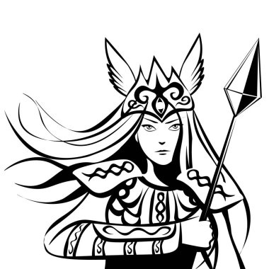 Bir mızrak, dövme ya da parmak izi tasarımı ile Valkyrie 'yi oluşturdu.