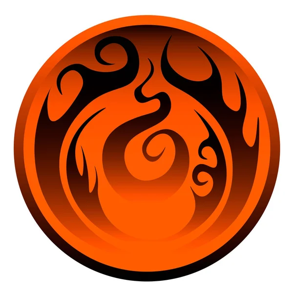 Oranje cirkel, fantasie symbool, element van vuur — Stockvector