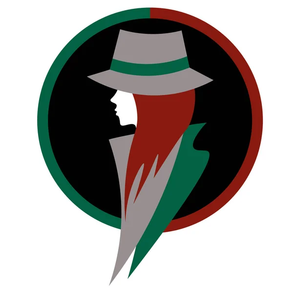 Femme aux cheveux rouges en chapeau et manteau classiques — Image vectorielle