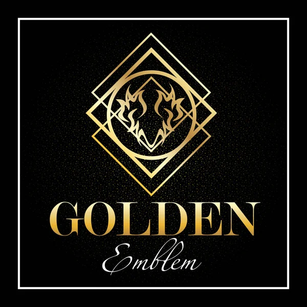 Golden emblem and in white frame on black background — Stock Vector