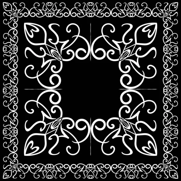 Zwart-wit frame en tegelontwerp met sierlijk patroon — Stockvector