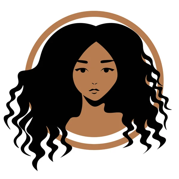 Cantik berambut cokelat wanita dengan rambut keriting - Stok Vektor