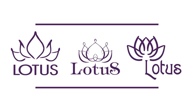 Logotypes lotus trois contours pour spa et yoga — Image vectorielle