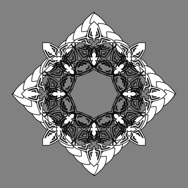 Mandala celta abstracto en colores monocromáticos — Vector de stock