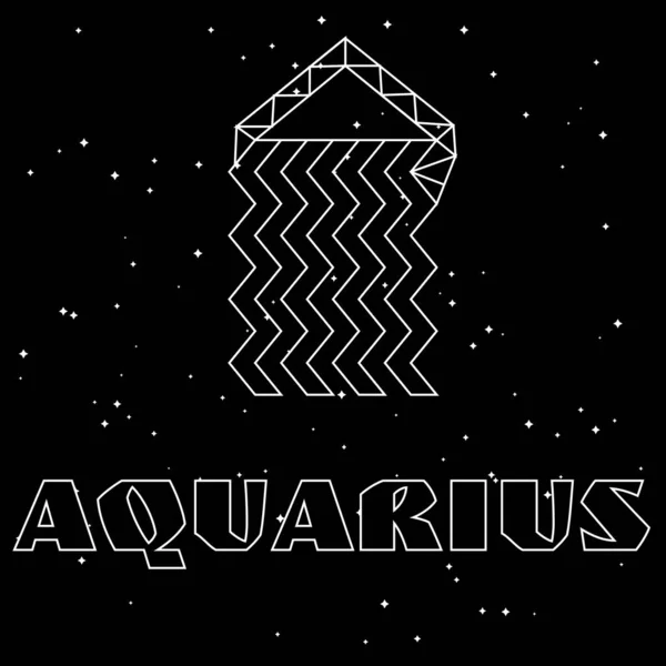 Résumé signe du zodiaque polygonal aquarius sur fond de ciel étoilé noir — Image vectorielle