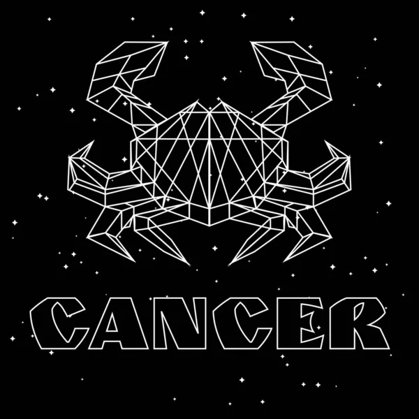 Astratto poligonale segno zodiacale cancro su sfondo cielo stellato nero — Vettoriale Stock