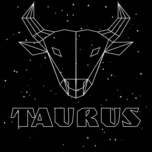 Résumé taurus signe du zodiaque polygonal sur fond de ciel étoilé noir — Image vectorielle