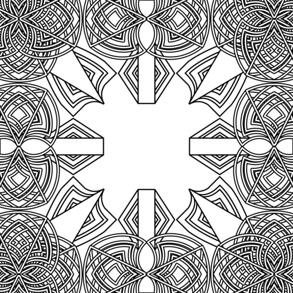 黑白抽象的老哥特式花卉背景或框架 — 图库矢量图片