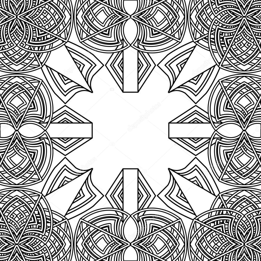 Black and white abstract floral old gothic background or frame