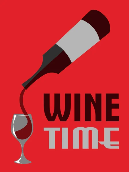 Affiche Ancienne Avec Bouteille Vin Rouge Versant Dans Verre Sur — Image vectorielle