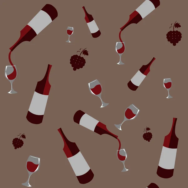 Modèle Sans Couture Avec Plusieurs Bouteilles Vin Rouge Versant Dans — Image vectorielle
