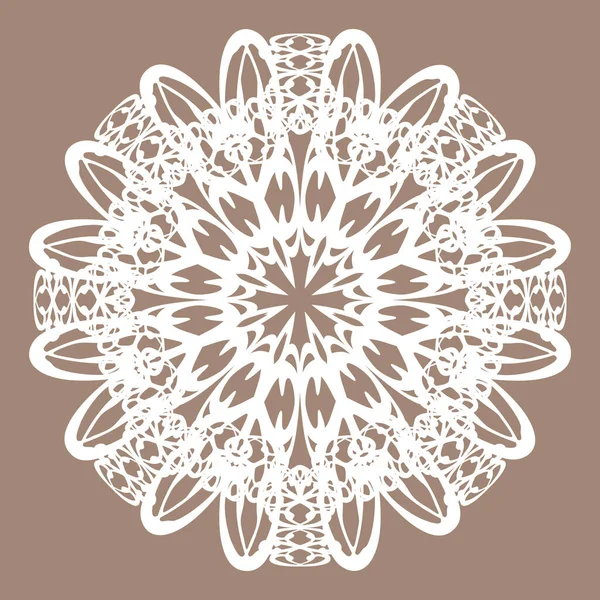 Utsmyckad Vit Spets Madnala Eller Vintage Doily Beige Bakgrund — Stock vektor