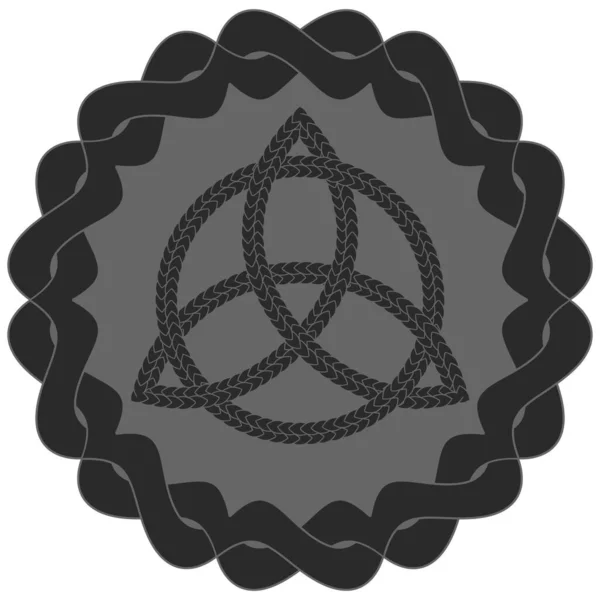 包罗万象的灰色装饰框架 带有黑色凯尔特异形符号Triquetra — 图库矢量图片