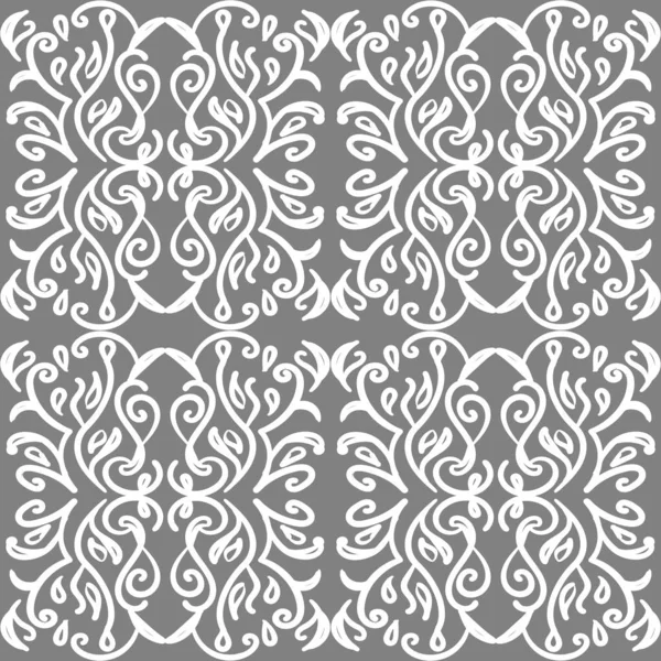 Винтажные Викторианские Обои Белым Декоративным Рисунком Сером Фоне — стоковый вектор