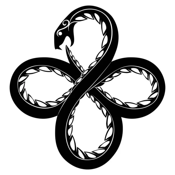 Schwarze Tätowierung Oder Abbildung Des Okkulten Symbols Ouroboros Schlange — Stockvektor