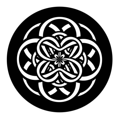 Kabile Kelt tarzında birbirine dolanmış çiçekli soyut bir çember ile yazdırma veya dövme tasarımı