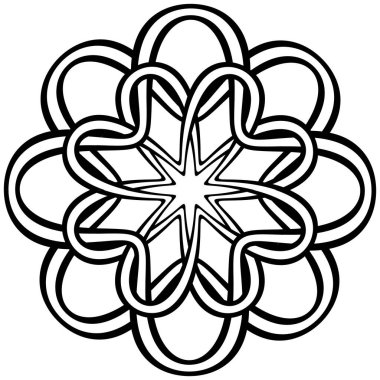 Soyut iç içe geçmiş kabile şeklinde bir çiçek dövmesi ya da yazdırma tasarımı