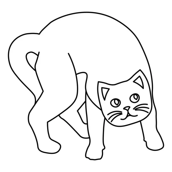 Arte Linha Mínima Desenhos Animados Estranhos Gato Curioso Assustado — Vetor de Stock