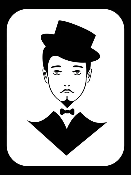 Black White Icon Vintage Gentleman Tuxedo Hat — Stock Vector