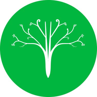 Basit zarif yeşil simge ya da en az çiçek açan beyaz ağaçlı logo