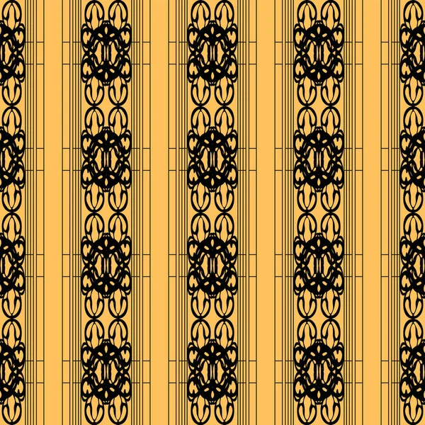 Elegante Ornamento Negro Oro Patrón Fondo Pantalla Con Tracería Rayada — Vector de stock