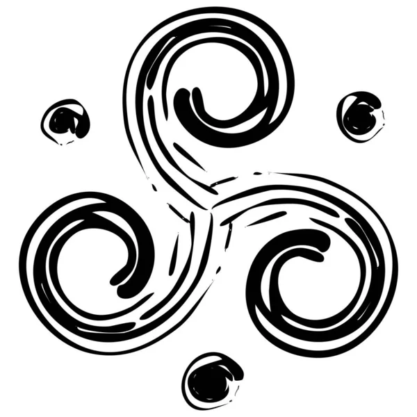 Siyah Izole Edilmiş Kelt Druid Putperest Sembollü Dövme Baskı Tasarımı — Stok Vektör