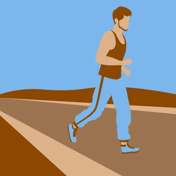 Kleurrijke Vector Illustratie Van Gezichtsloze Man Sportkleding Joggen Buiten — Stockvector