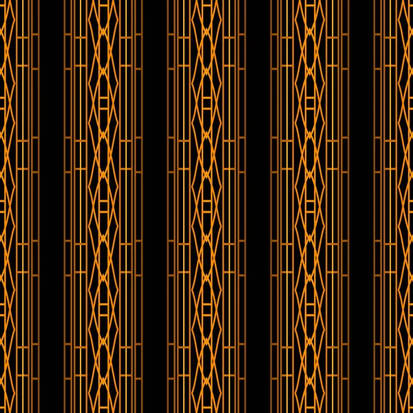Ouderwets Elegant Geometrisch Zwart Goud Ornament Behang Patroon — Stockvector