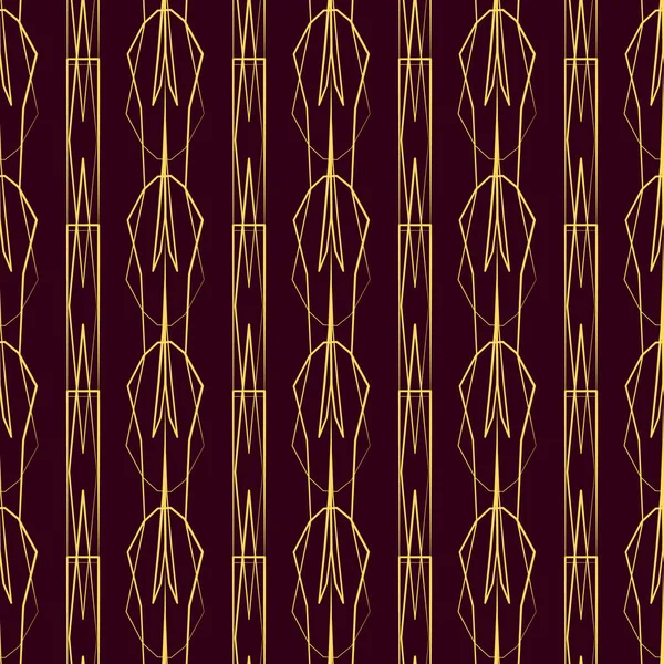 Elegante Geometrische Goldene Nahtlose Muster Auf Rotem Hintergrund Art Déco — Stockvektor