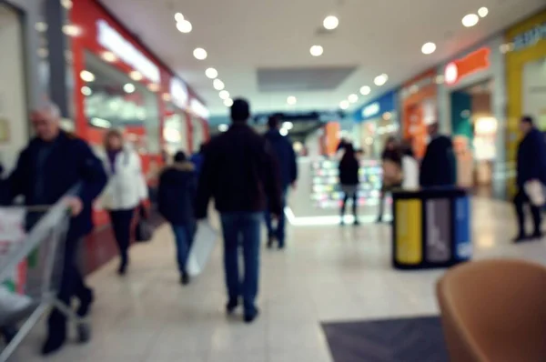 Sfondo Sfocato Gente Compra Prodotti Centro Commerciale Centro Commerciale Galleria — Foto Stock