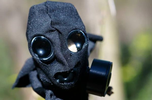 Old gas mask close-up. Environmental protection.