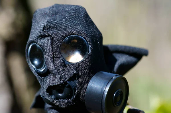 Old gas mask close-up. Environmental protection.