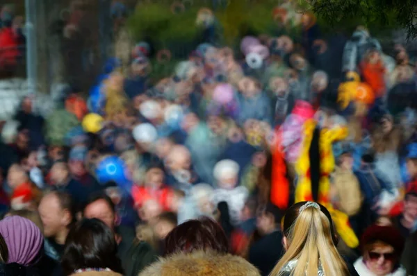 Arrière Plan Flou Les Gens Marchent Dans Parc Loisirs — Photo