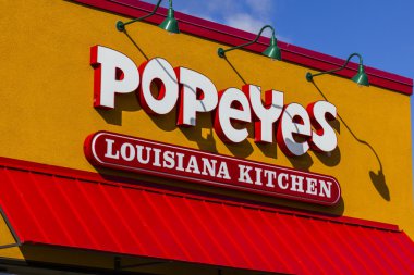 Anderson - Ekim 2016 yaklaşık: Popeyes Louisiana mutfak Fast Food Restoran. Popeyes, Cajun tarzı Fried Chicken için ben bilinmektedir