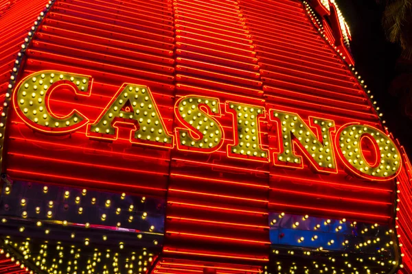 Las Vegas - Circa December 2016: Neon Casino Sign at the Fremont Street Experience. Fremont Street is the anchor of Downtown I — Stock Photo, Image