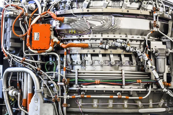 Indianapolis - Circa January 2017: Exterior of an F135 Jet Engine, Part of the Rolls-Royce LiftSystem used in the STOVL F-35 Lightning II b — Stock Photo, Image