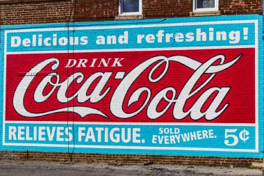 Lafayette - Şubat 2017 yaklaşık: Bir klasik Coca Cola reklamı çoğaltılması. Kola 1886 yılında tanıtıldı ben